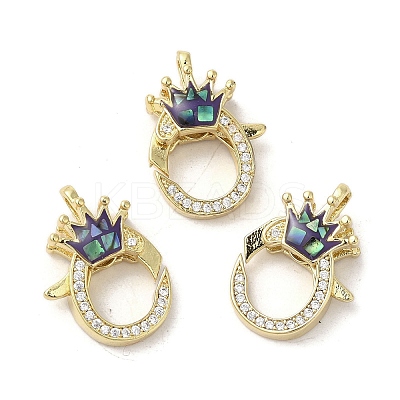 Brass Micro Pave Clear Cubic Zirconia Lobster Claw Clasps KK-K385-011G-1