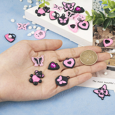 20Pcs 10 Style Spray Painted Alloy Pendants FIND-TA0002-89-1