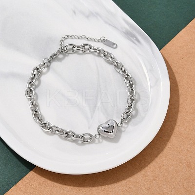 304 Stainless Steel Cable Chain Link Bracelets for Women LS-BJEW-M051-01P-1