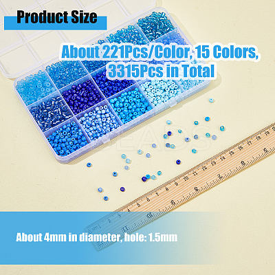 3315Pcs 15 Colors Glass Round Seed Beads SEED-DC0001-05-1