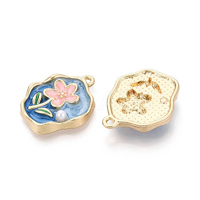 Rack Plating Alloy Enamel and ABS Imitation Pearl Pendants ENAM-T024-87A-G-1