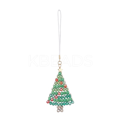 Christmas Glass Seed Beaded Pendant Decorations HJEW-TA00013-01-1