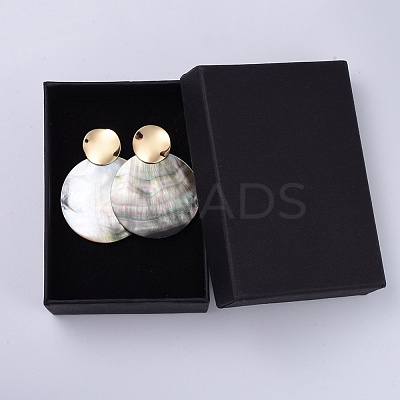 Black Lip Shell Dangle Earrings EJEW-JE03450-1