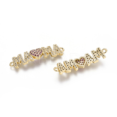 Brass Micro Pave Cubic Zirconia Links Connectors ZIRC-G152-14G-1