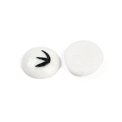 White and Black Flat Round Cartoon Resin Cabochons LS-CRES-Q009-01B-1