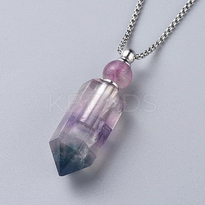 Natural Gemstone Perfume Bottle Pendant Necklaces NJEW-F251-09P-1