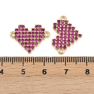 Brass Micro Pave Cubic Zirconia Heart Connector Charms KK-C114-26B-G-1