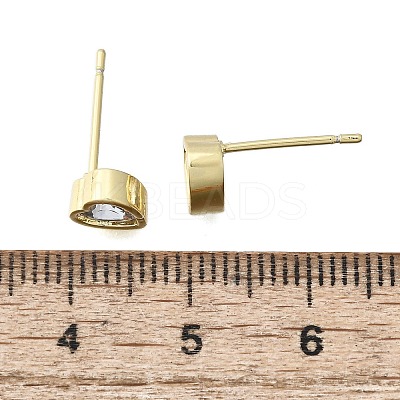 Brass Micro Pave Clear Cubic Zirconia Stud Earrings for Women EJEW-F363-02G-1