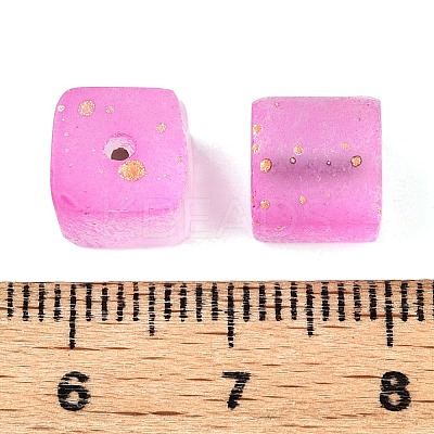 Frosted Glass Beads with Golden Glitter Powder LS-DGLA-NH001-8mm-01H-1