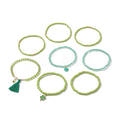 8Pcs 8 Styles Glass Seed Beaded Stretch Bracelets Set BJEW-JB09192-01-1