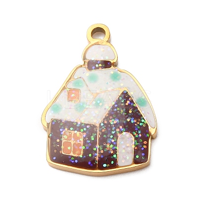 Christmas 304 Stainless Steel Enamel Pendants LS-STAS-B112-02G-06-1