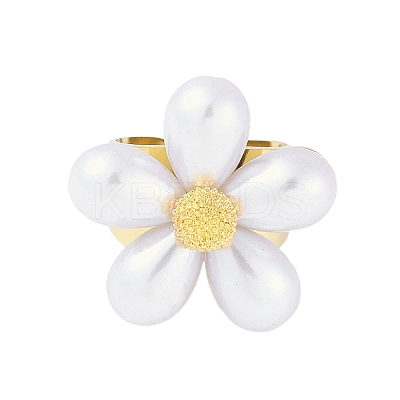 Flower Natural Shell Finger Rings LS-RJEW-H234-02G-1