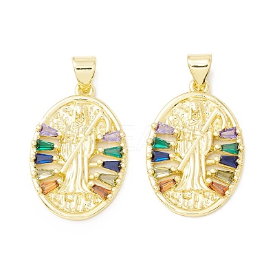 Rack Plating Brass Micro Pave Cubic Zirconia Pendants KK-E278-05G-1