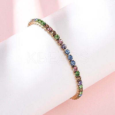 304 Stainless Steel Rhinestone Cup Chain Bracelets for Women BJEW-G753-01G-03-1