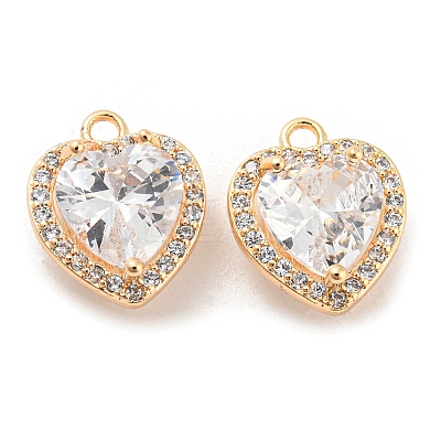 Brass Micro Pave Cubic Zirconia Charms KK-E090-05G-1