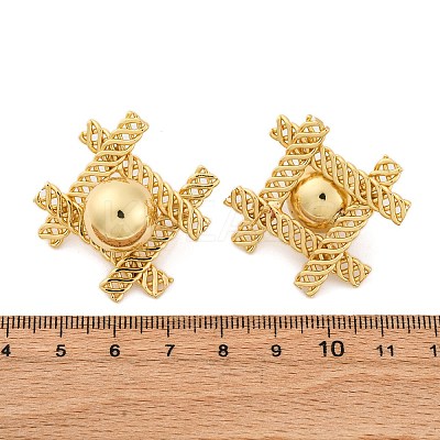 Woven Rhombus with Round Brass Stud Earrings EJEW-R025-02G-1