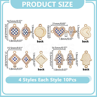 40Pcs 4 Styles Alloy Blue and White Enamel Links Connector Charms FIND-AR0006-07-1
