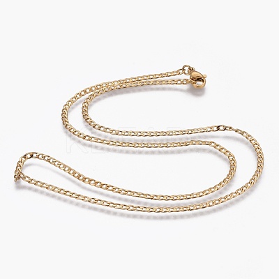 304 Stainless Steel Curb Chain Necklaces NJEW-L167-15-G-1