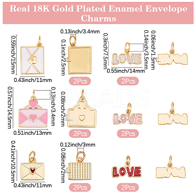 12Pcs 6 Styles Valentine's Day Brass Enamel Charms KK-BBC0023-89-1
