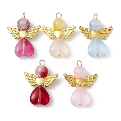 10Pcs 10 Color Glass Beaded Pendant PALLOY-JF02272-1