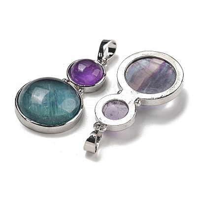 Natural Fluorite & Natural Amethyst Pendants G-G147-06P-01-1