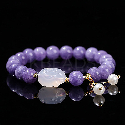 Natural Aquamarine Round Beads Stretch Bracelets WG466DA-03-1