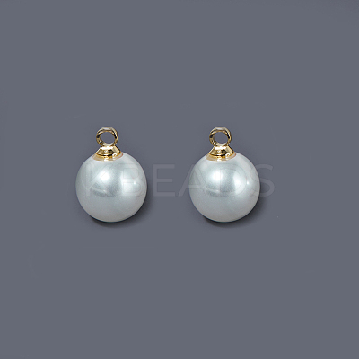 Round Acrylic Pearl Charms KK-E670-01G-1