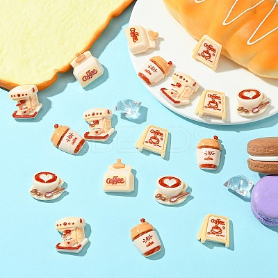 50Pcs 5 Styles Coffee Theme Opaque Resin Decoden Cabochons FIND-CJ0011-15-1