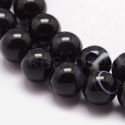 Natural Black Agate Bead Strands G-K166-13-8mm-05-1