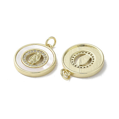 Brass Micro Pave Cubic Zirconia Pendants KK-G485-19E-G-1