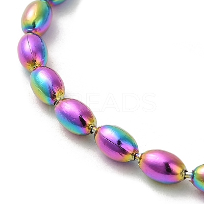 Ion Plating(IP) 304 Stainless Steel Oval Ball Chain Bracelets for Women BJEW-C046-01RC-1