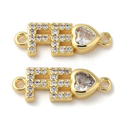 Rack Plating Brass Pave Clear Cubic Zirconia Connector Charms KK-K332-38G-1