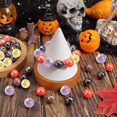 Halloween Theme 100Pcs 5 Colors Opaque Acrylic Beads MACR-SP0001-01B-05-1