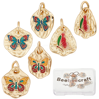 6Pcs 3 Style Rack Plating Brass Enamel Charms KK-BBC0002-15-1