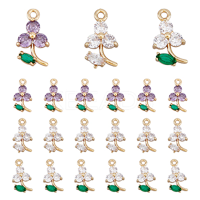 18Pcs 3 Colors Transparent Glass Pendants GLAA-DC0001-18-1