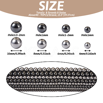 8 Strands 8 Styles Non-magnetic Synthetic Hematite Beads Strands G-TA0001-41-1