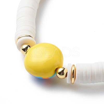 Handmade Polymer Clay Disc Surfer Stretch Bracelet BJEW-JB08825-1