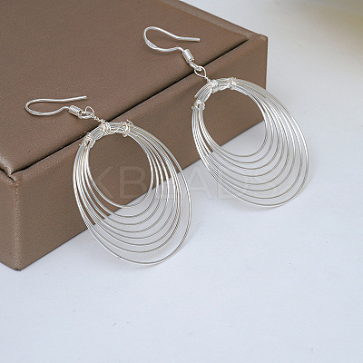 Multi-Layer Circle Wire Oval Brass Dangle Earrings WGA7B49-02-1