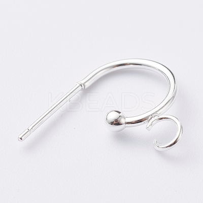 304 Stainless Steel Half Hoop Earrings STAS-Z028-B02-S-1