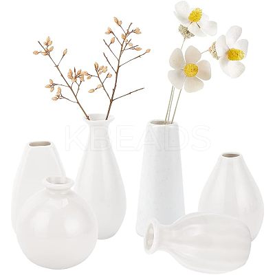 6Pcs 6 Style Mini Ceramic Floral Vases for Home Decor BOTT-NB0001-05-1
