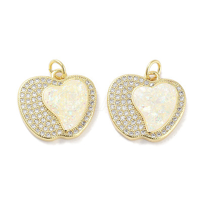 Brass Micro Pave Clear Cubic Zirconia Pendants KK-L213-042G-01-1