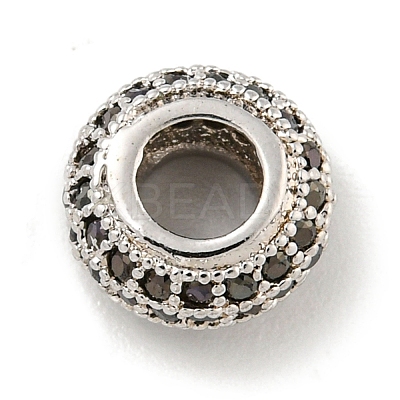 Brass Micro Pave Black Cubic Zirconia Beads KK-G493-49P-01-1