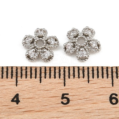 Brass Micro Pave Clear Cubic Zirconia Bead Caps CU-CBA6A75-28P-1