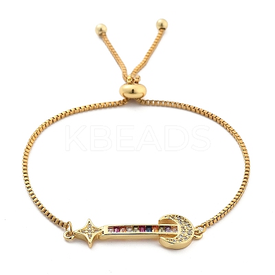 Brass Micro Pave Cubic Zirconia Slider Bracelets BJEW-S163-01A-G-1