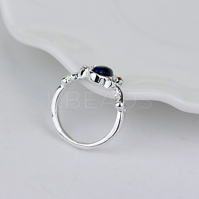 Alloy with Natural Lapis Lazuli Finger Rings FS-WGF3EDB-03-1