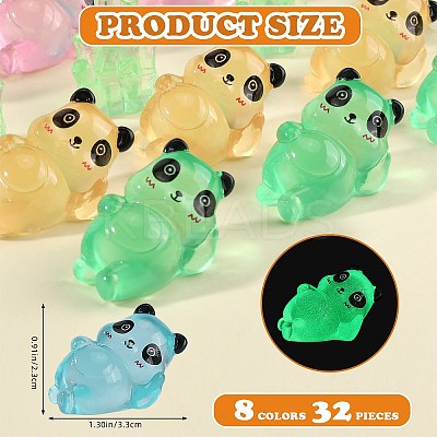 32Pcs 8 Styles Luminous Resin Panda Ornaments DJEW-SZ0001-18-1