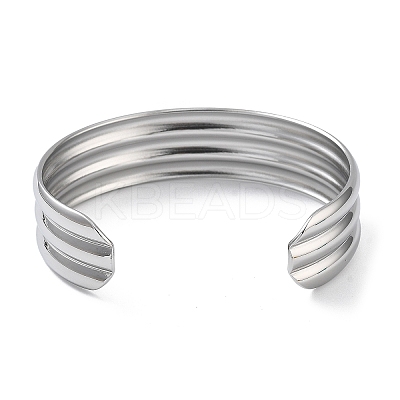 304 Stainless Steel Cuff Bangles for Women BJEW-Z078-15P-1
