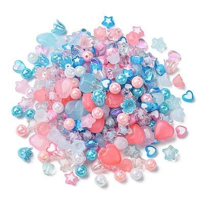 Acrylic Bead Flowers/Stars/Hearts OACR-FS0001-68-1