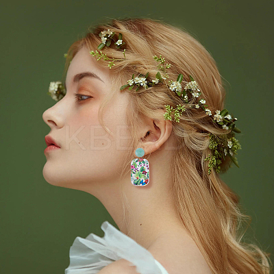 4 Pairs 4 Style Flower Enamel Dangle Stud Earrings EJEW-FI0002-31-1