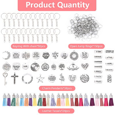 DIY Alloy Pendants Keychain Making Kits DIY-YW0011-42-1